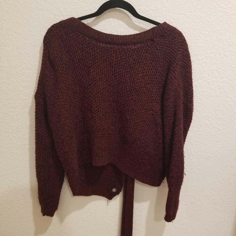 Maroon Knit Sweater w/ lace up back